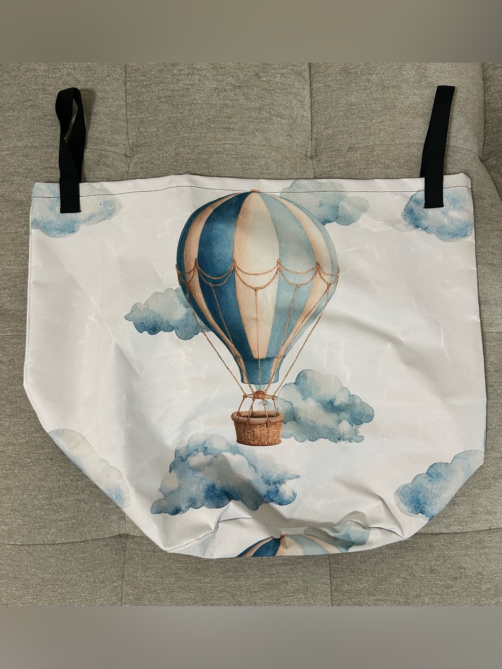 Blue and Cream Hot Air Balloon Decorative Tote Bag